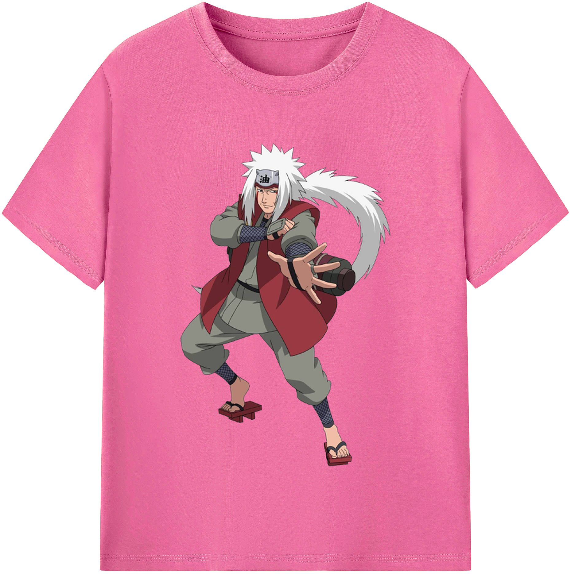 （画像用） NARUTO -ナルト- 自来也（じらいや） Jiraiya レディースカジュアルプリントTシャツ（綿100％）